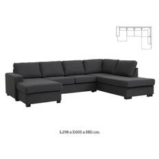 Lexpo Detroit sofa (Omega Anthracite stof, U-Hjørnesofa m. chaiselong og open-end)