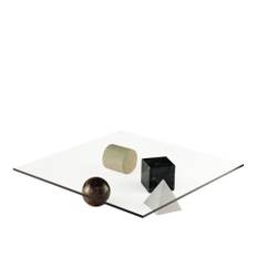 Martinelli Luce - Metafora Coffee Table, Pyramid: Carrara, Cube: Marquina, Cylinder: Travertine, Sphere: Rasotica - Sofaborde - Lella & Massimo Vignelli - Hvid - Glas/Sten