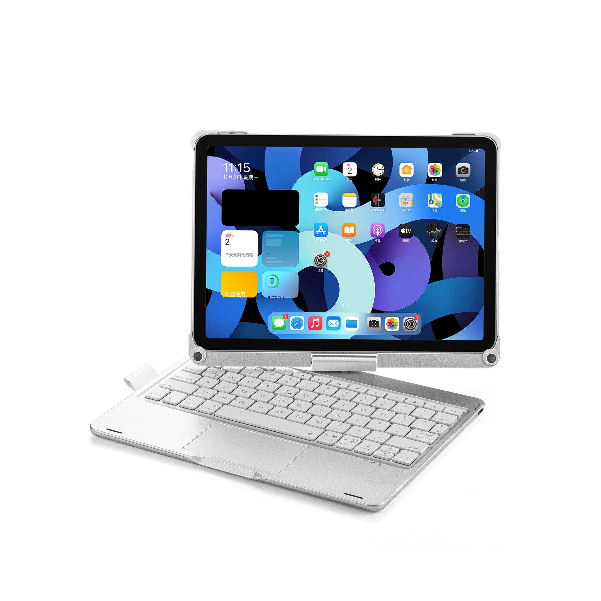 12.9 Inch Wireless Backlit Touch Rotary Bluetooth Keyboard - Silver / IPad Air5 Air4 10.9inch2022