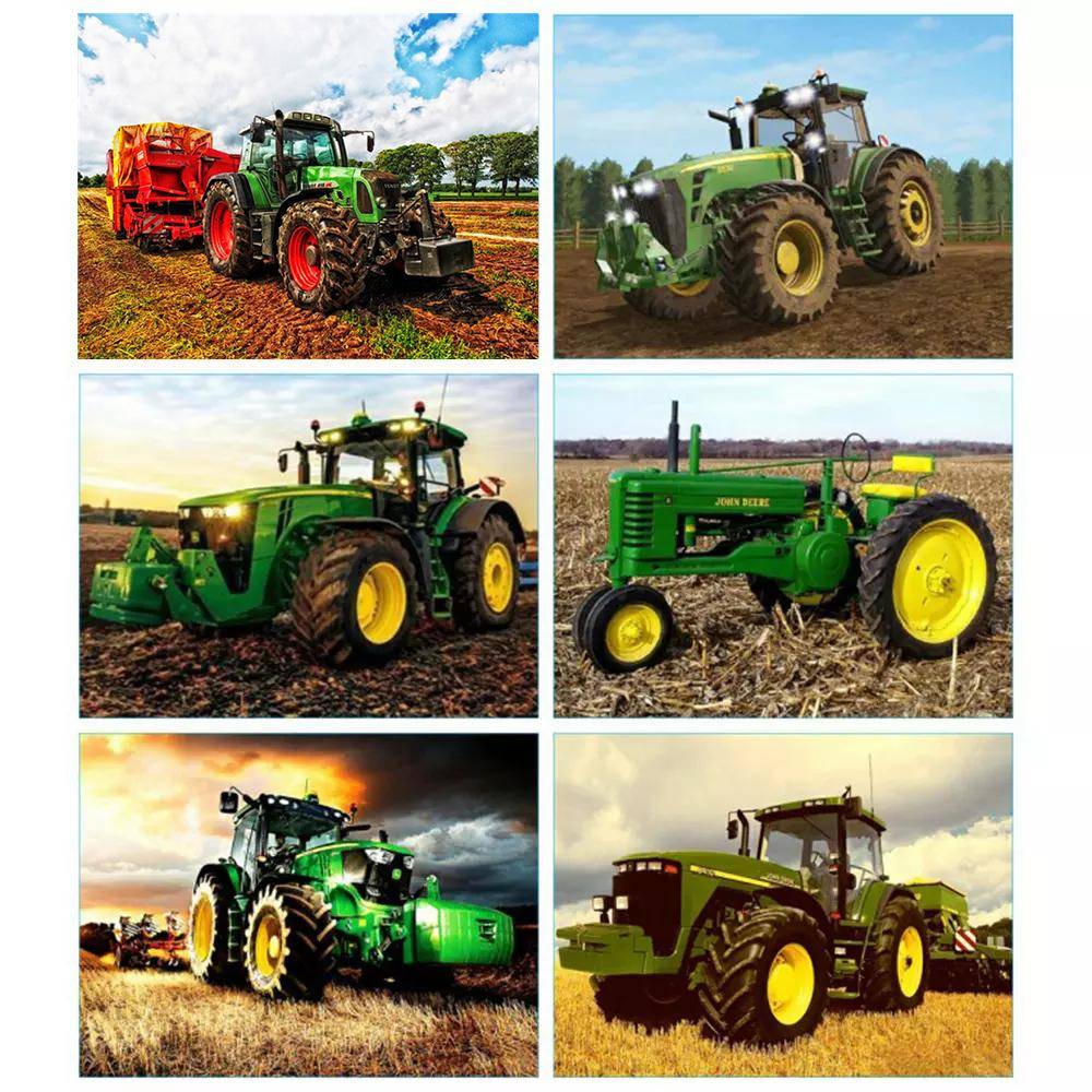 Diamantmålning Full Traktor Diamantbroderi Landskap Korsstygn Väggdekaler Diamantkonst