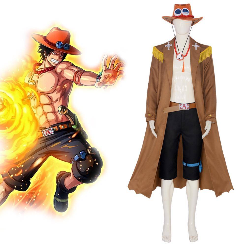 KumanYuan One Piece Ace Rock Cosplay Kostym för Halloween cm