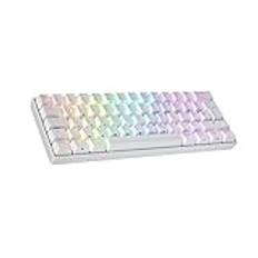 Ranked N60 Nova 60% | Hot Swappable Mekaniskt Speltangentbord | 62 tangenter RGB LED-bakgrundsbelyst för PC/Mac Gaming | QWERTZ ISO DE Tysk layout (Vit, Kailh Box Jade)