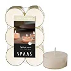 Spaas 12 Maxi Scented Tealights in Transparent Clear Cup, 8 Hours, Spiritual Jasmine