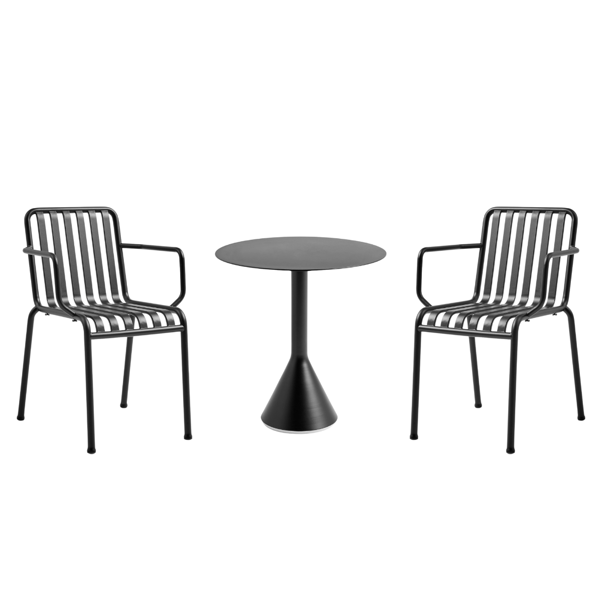 HAY Palissade Sæt 2 x Palissade Armchair Og Et Cone Table Ø70 - Antracite
