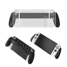 Nintendo Switch OLED Skal Med Ergonomiskt Grepp & Kortfack Svart