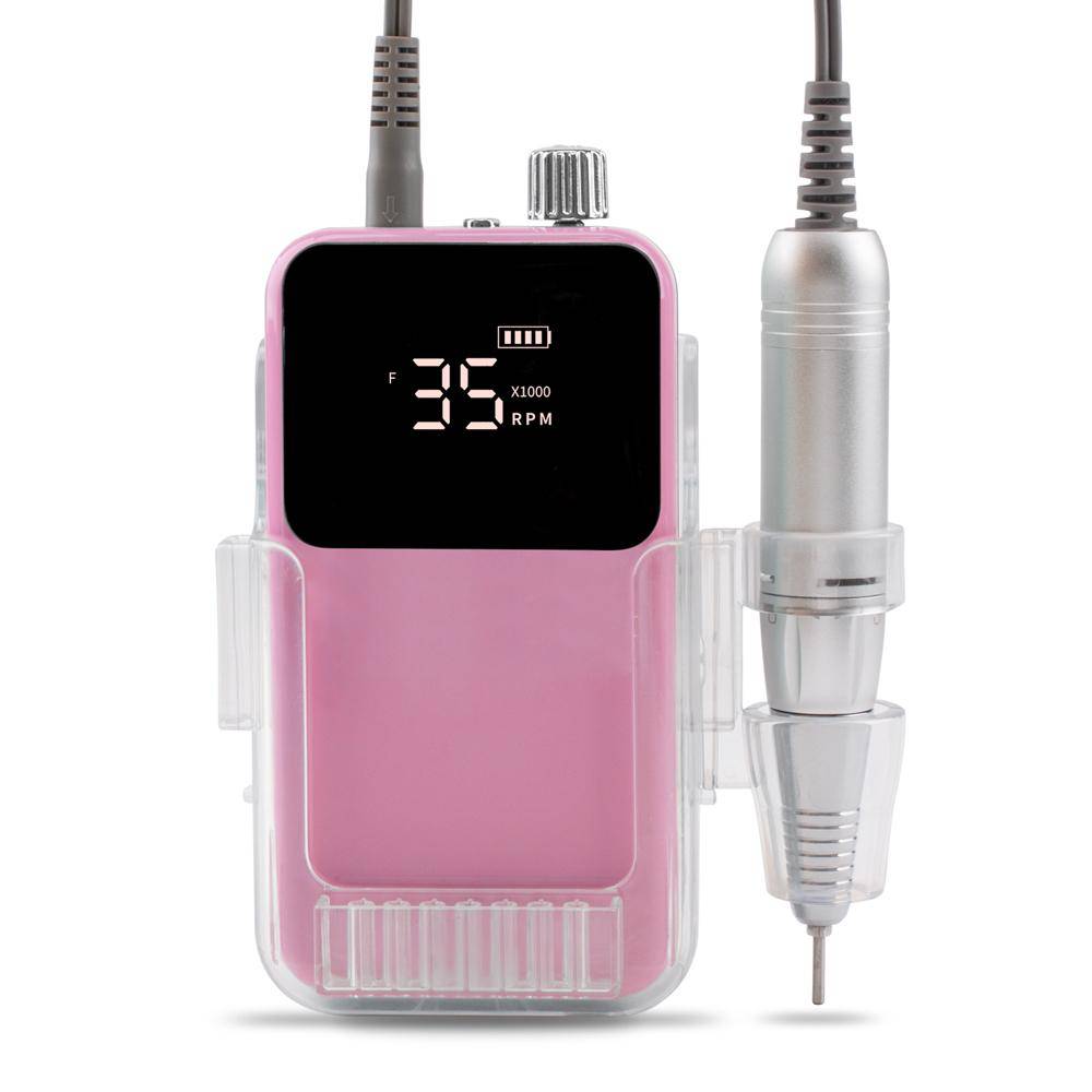 Rektangulär Bordsladdningsbar Trådlös Nagelborrmaskin 35000RPM Uppladdningsbar Trådlös Vit Manikyr Elektrisk Nagelfil Borr Filning black