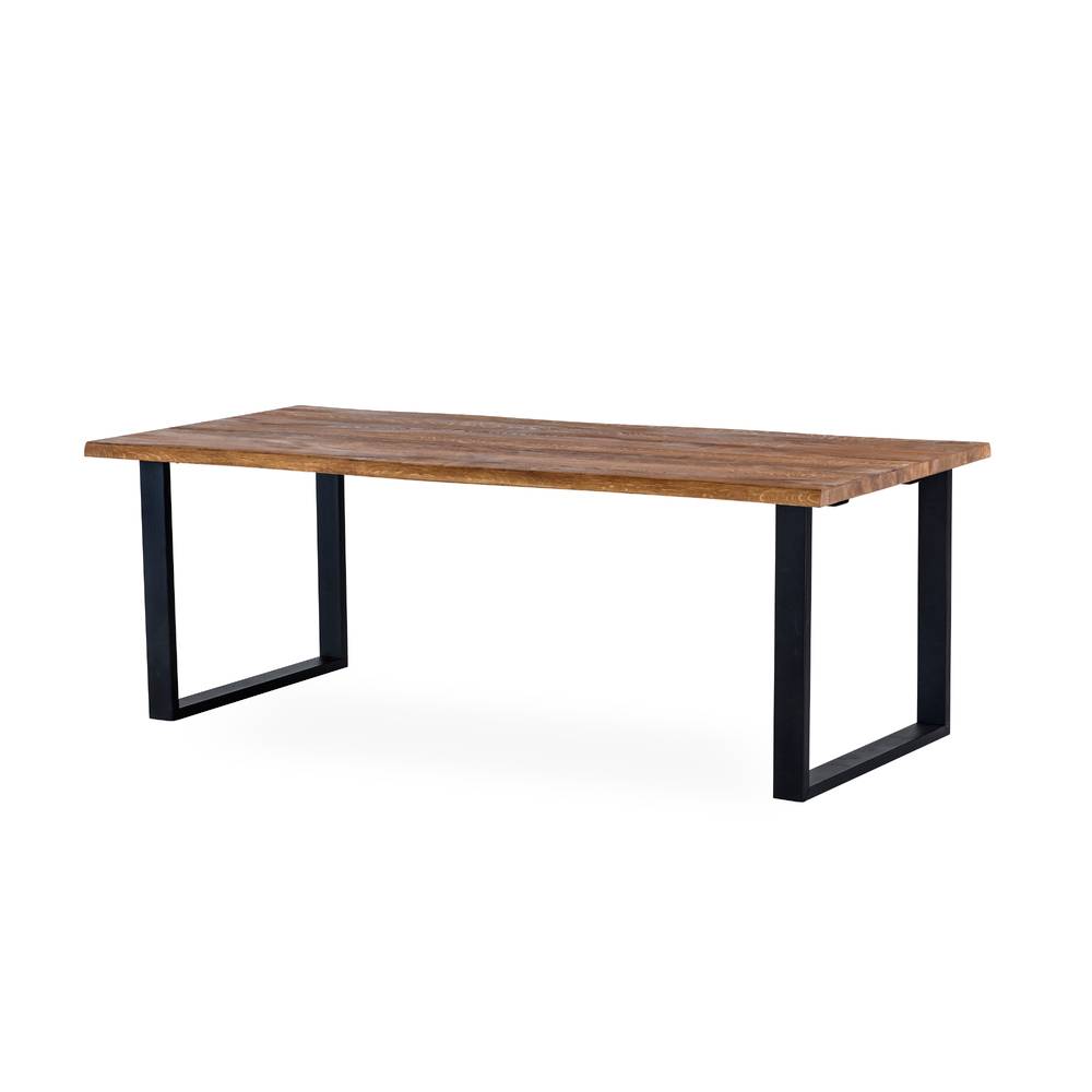 Matbord 210 cm oljad ek, svart U-ben