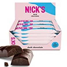 NICKS Mörk choklad keto bars utan tillsatt socker, lågkolhydratsgodis, glutenfri vegan snackbar (15 Dark chocolate x 25g)