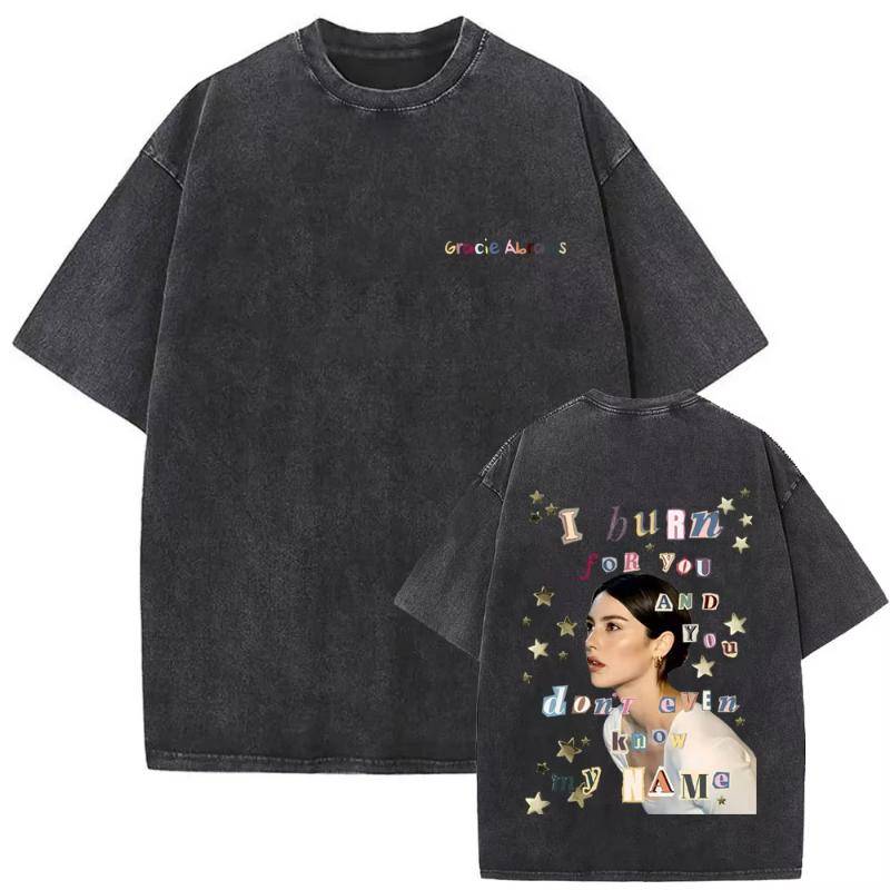 Tvättad Vintage Gracie Abrams The Secret of Us Risk Grafisk T-shirt Unisex Dammode Överdimensionerad Streetwear Unisex Casual T-shirt cm black