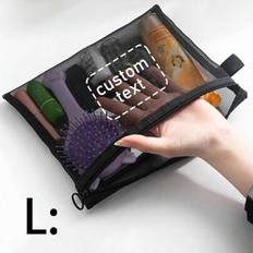 Mesh Cosmetic Storage Bag, Makeup Pouch, Transparent Travel Portable Toiletry Bag, Multi-Functional Organizer Pouch For Back To School,Multifunction,V - Black