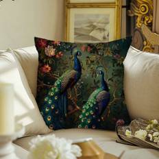 1pc Peacock Artwork Colorful Pillow Case, Modern Sofa Decoration Gift - Multicolor - 45*45