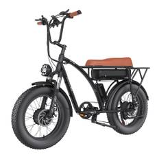GOGOBEST GF750 Elcykel för alla terränger för vuxna, 2×1000W, 48V 17.5Ah, Shimano 7-växlad, 200 kg maxlast, Keteles elcykel i retrostil 17.5Ah+disc brake svart