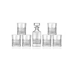 7-delat set Whiskyflaska och glas – whiskyset med flaska och glas med diamantdekoration, glas, 85 cl flaska och 34 cl glas