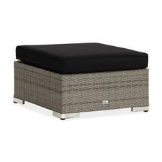 Bahamas Divanmodul - Loungebord utomhus 75x75 cm till soffgrupp i konstrotting med glasskiva Grå / Svart dyna Moduler utesoffa Ljusgrå Comfort Garden