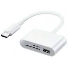 Sd-kortläsare usb c-kortläsare 3 in 1 usb 2.0 tf mirco sd smart minneskortläsare typ c otg flash-enhet kortläsare adapter - Vit typec