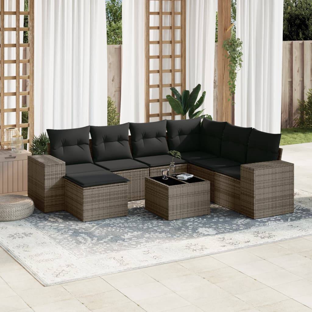 Sofasæt Til Haven 7 Dele Med Hynder Polyrattan - Grå / Uden bord