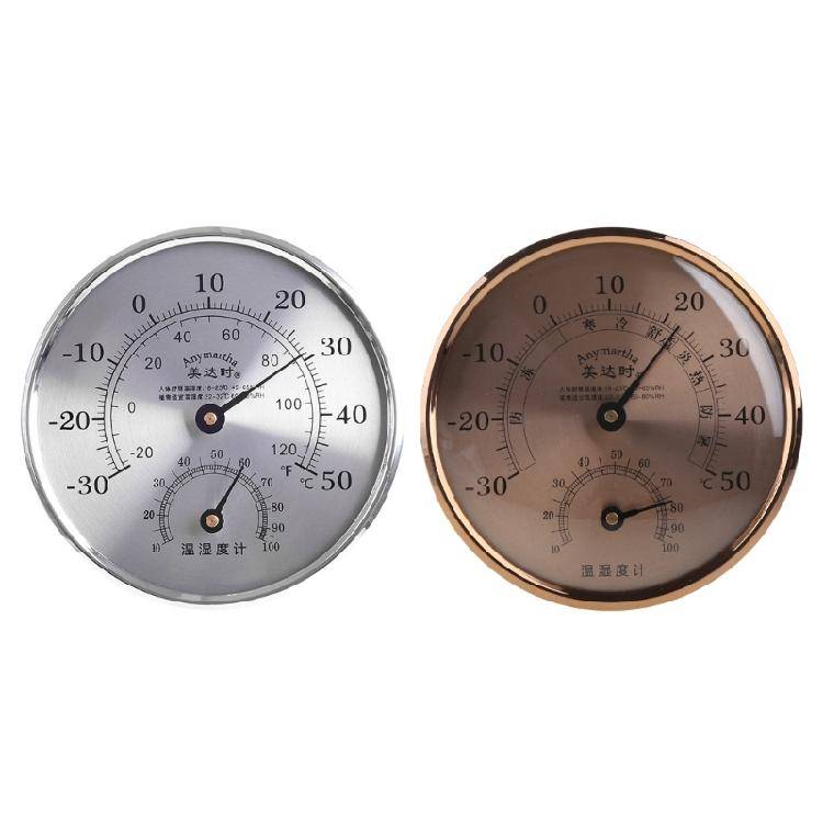 Rund Väggtermometer Hygrometer Inomhus Utomhus Termometer Hängande Termometer rosa guld färg
