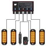 Civikyle 12-LED-nödljus för bil, 4 delar, stroboskopisk, orange, 12 V, med 15 lägen, tillbehör för bil, släpvagn, traktor, lastbil, IP65-vattentäthet