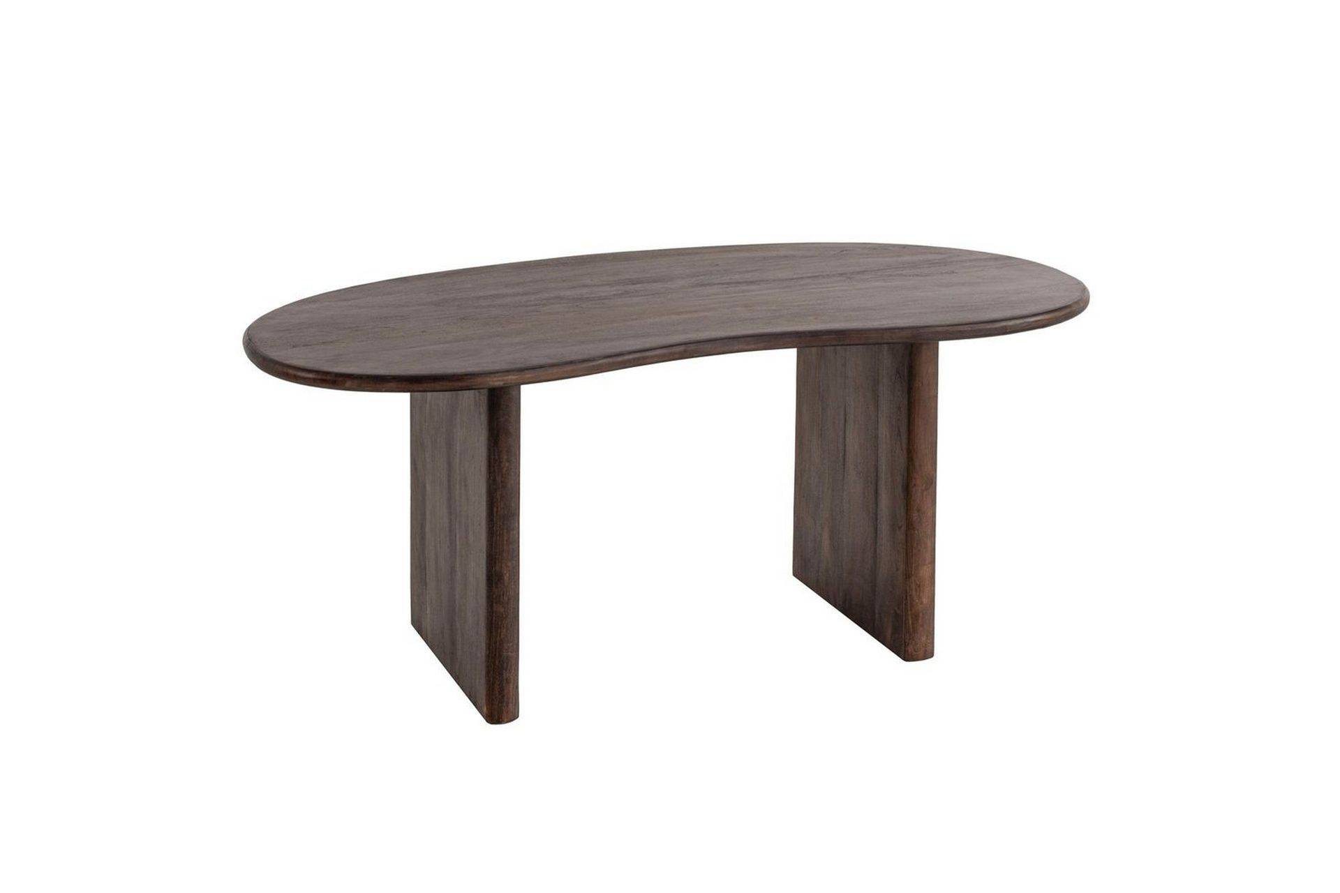 Skrivbord Wohnling Massivt trä 180 cm retro hemarbete njurform lantstil - Brun