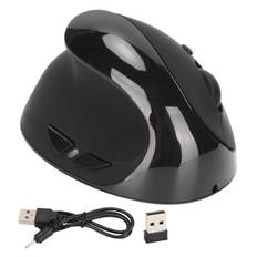 Venstrehånds lodret mus 2.4G trådløs lodret ergonomisk mus Genopladelig mus med USB-adapter Justerbar DPI til PC Sort