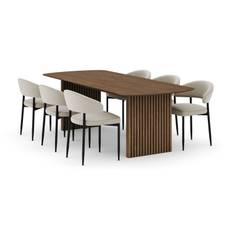 Richeto Matbord 240 cm med 6 Sawako Stolar - Ek Matgrupp Brun Bark