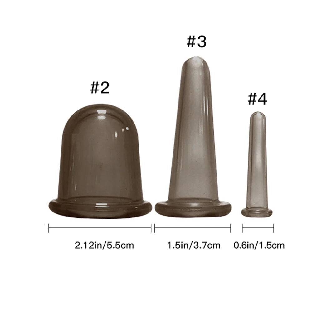 Silicone Vacuum Cupping Massage Jars Anti Cellulite - Black-Set 234