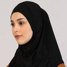 1st Dam Abaya Tillbehör Klassisk Silkeslen Lång Brätte Omedelbar Hijab Scarf Sport Keps Turban Lämplig för dagligt slitage och träning Pannband Andas - Svart