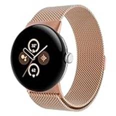 Astorgos Metal Mesh Loop Compatible with Google Pixel Watch 2 Strap/Pixel Watch, Stainless Steel Mesh Replacement Band with Magnetic Clasp for Women Men, Champagne Gold