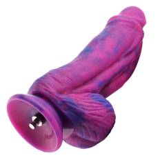 HiSmith HSA102 Huge Slightly Curved Silicone Dildo KlicLok 9.45" Pink-Purple