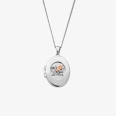 Clogau Welsh Dragon Silver &amp; Rose Gold Locket Necklace 3SWDN0755