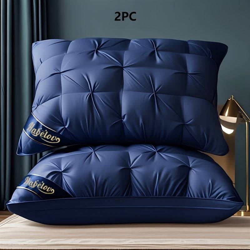 1/2 Luxury Hotel Quality Pillow - Deep Sleep Neck Support, All-Season High Pillow - 2pcs Blue