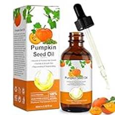 Vinimay Pumpkin Seed Oil for Hair pumpafröolja hår 60 ml, 100 % ren pumpafröolja ekologisk, kallpressad aromaterapi massageolja, reparation av skadat hår för män och kvinnor