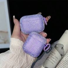 Apple 1 st Rhinestone-dubbade frostat skyddsfodral som är kompatibelt med Airpods 2/3/Pro/Pro2/Pro4 - Blåröd (AirPods1/2,AirPods Pro,AirPods 3,AirPods Pro (2nd generation),AirPods 4)