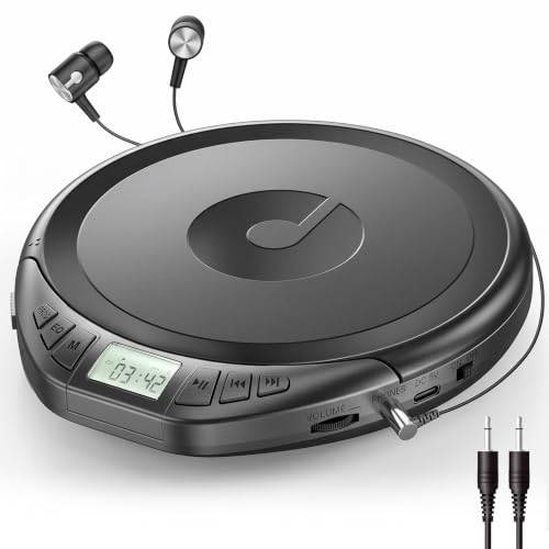 Gueray CD Spieler Tragbarer CD-Player Persönliche CD Players mit Kopfhörer LCD Display Anti-Skip Schutz HiFi Klassischer CD Musikplayer PROG-Speicherfunktion CD-Players für Auto Zuhause