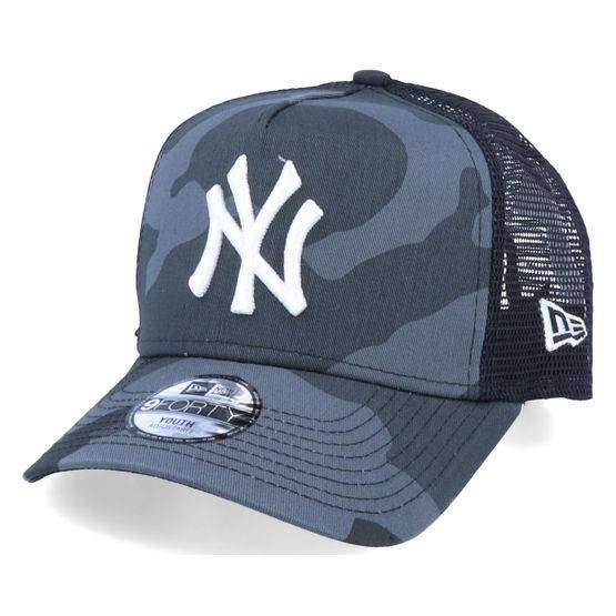 New Era - MLB Camo trucker Keps - Kids New York Yankees Essential 9Forty A-Frame Black Camo/White Trucker @ Hatstore