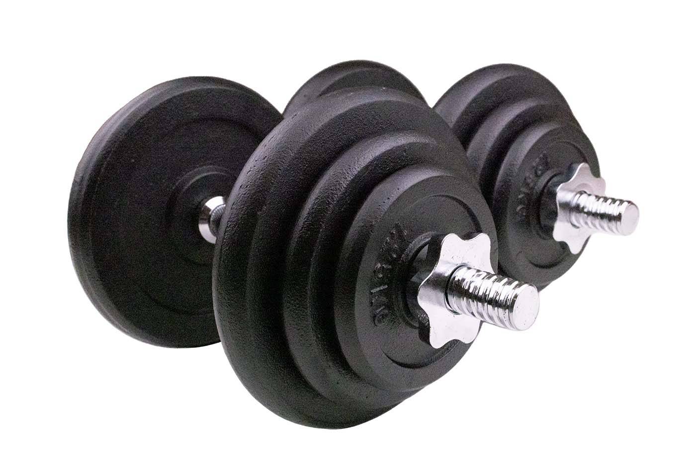 Byggbart hantelset - 2 X 19,5kg järn