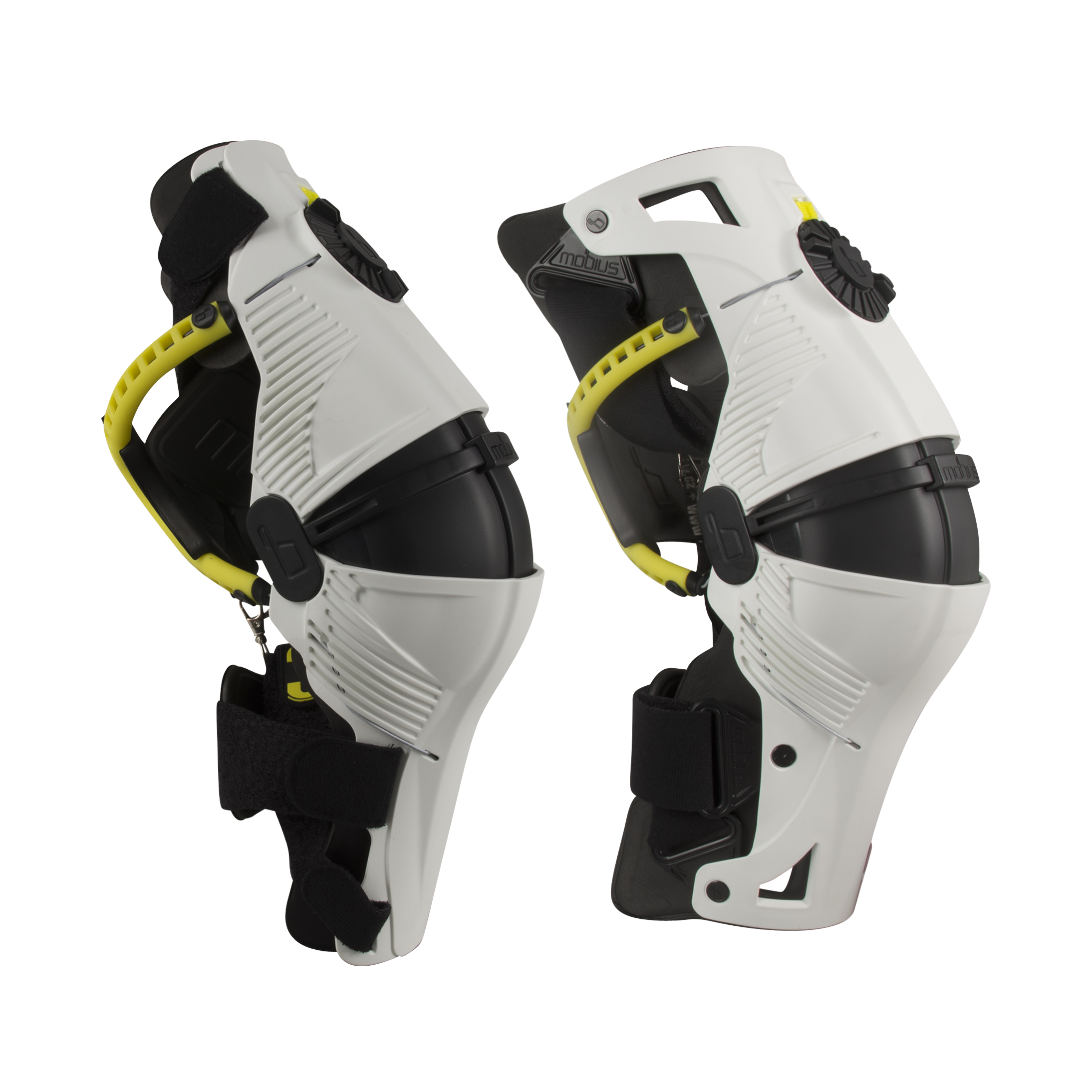 Knæskinner Mobius X8, Hvid/Gul Hvid/GulM - Gul - M