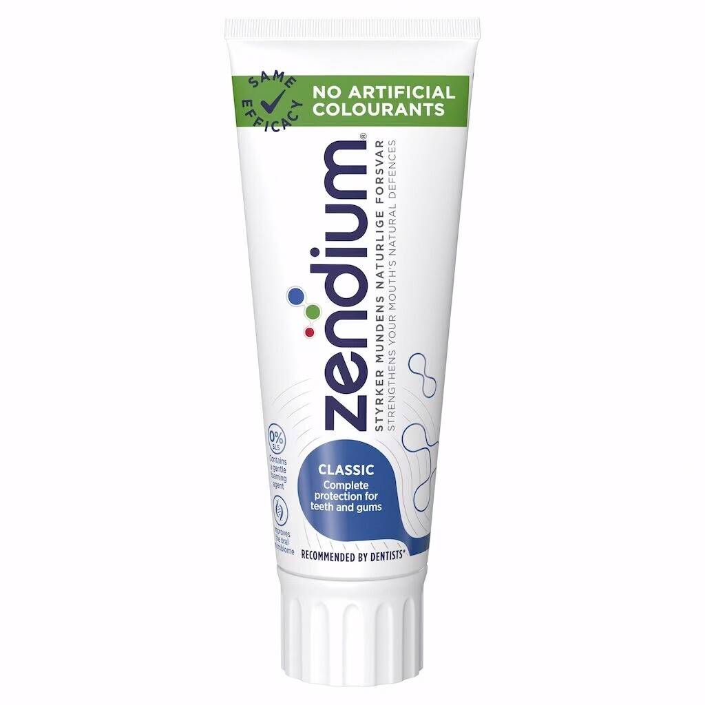 Tandpasta - Zendium Classic - 1450 ppm fluor - 75 ml - 12 stk.