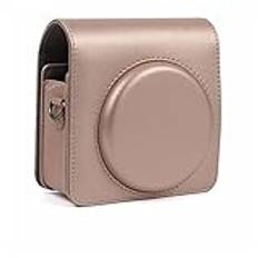 RHRYUNUBT Camera Bag Retro PU Leather Case Shoulder Strap Bag Portable Protective Bag Fit For FUJIFILM Fit For SQUARE SQ6 Kameraväskor(Rose Gold)