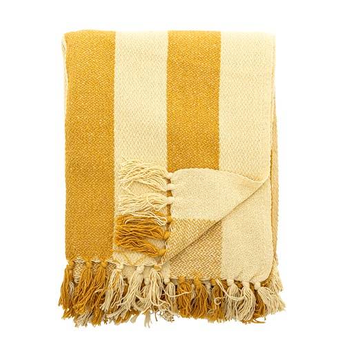 Bloomingville Frello Plaid, Gul, Genanvendt Bomuld 160x130 cm.