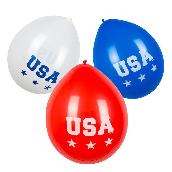 USA balloner rød, hvid og blå 6x - 25 cm.