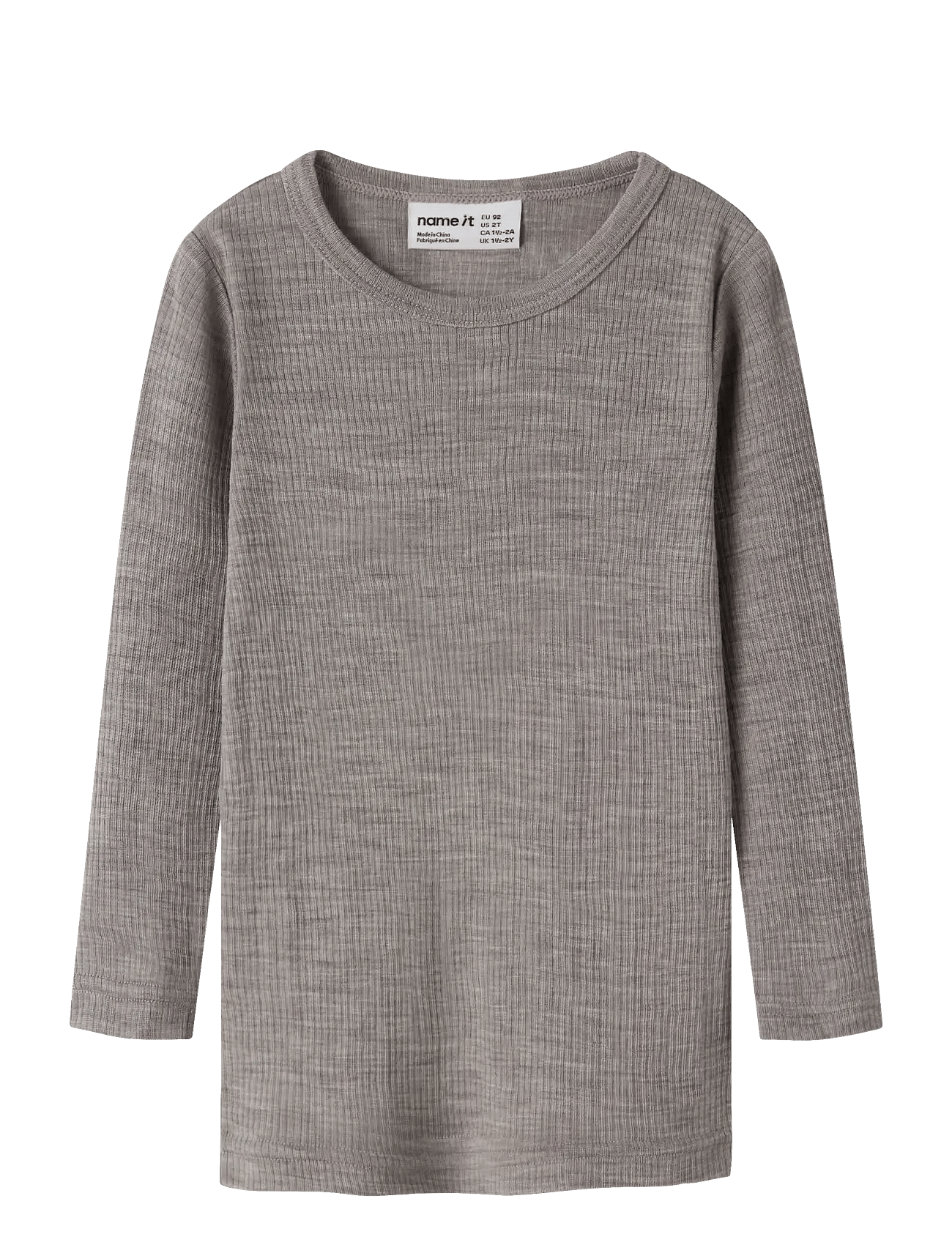 name it Nmnwax Wool Rib Ls Top Noos - Grey - 116