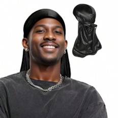 1 Men's Solid Color Imitation Silk Durag Fashionable Pirate Hat Sports Daily Style Toe Cap