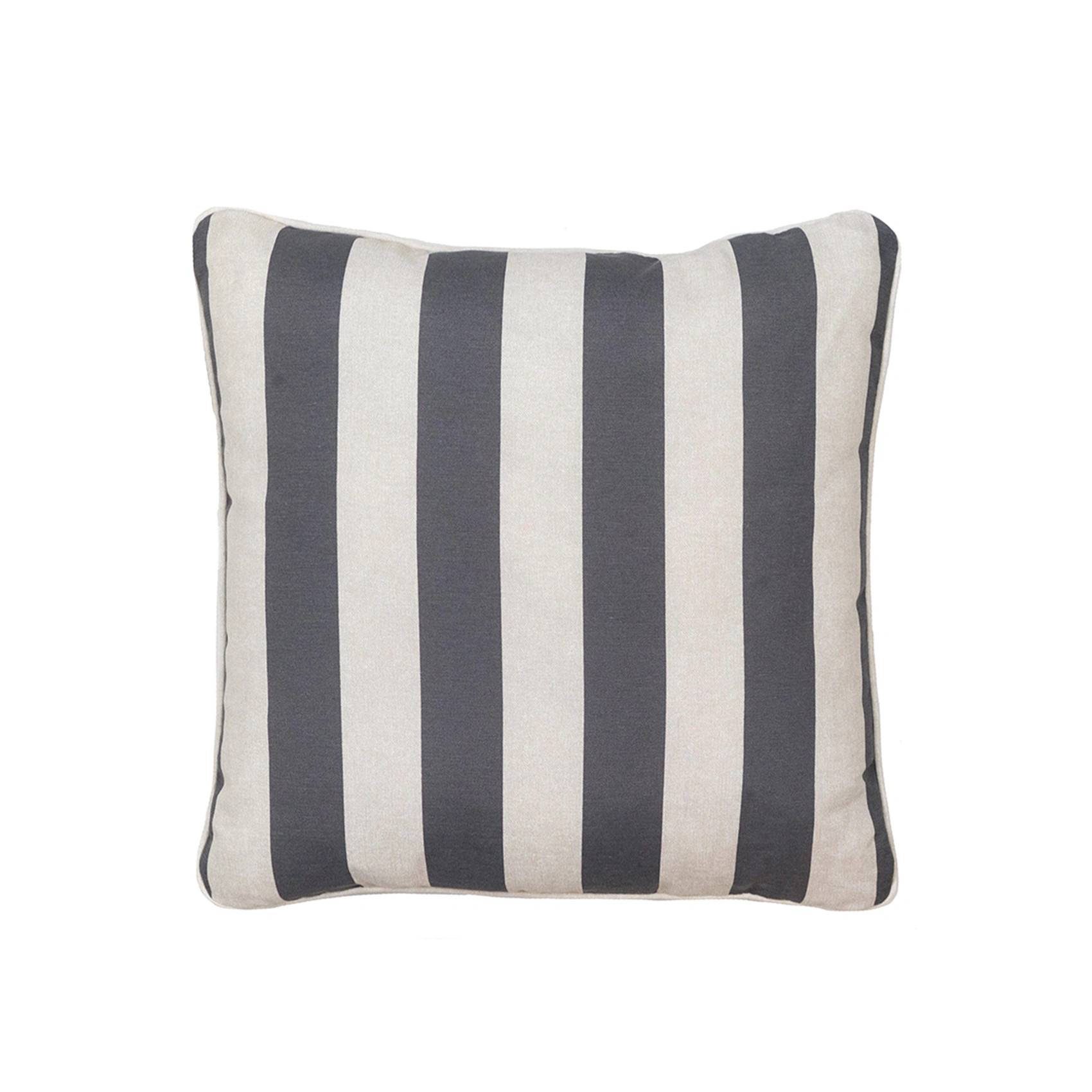 Prydnadskudde - grå/beige randig polyester 50x50 cm - Beige/Brun