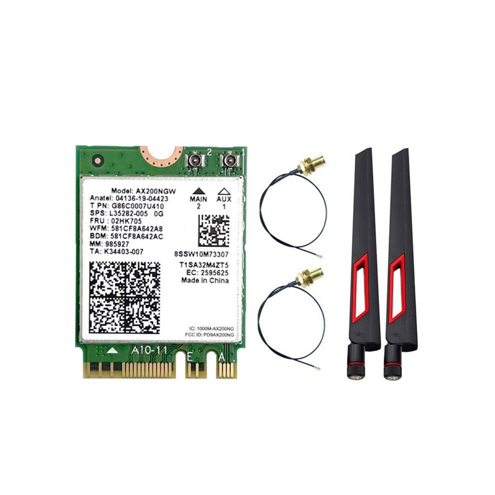 AX200NGW WiFi 6 Card+10DBI Antenna 2.4G/5Ghz 5.2 WiFi Adapter 2974Mbps Wireless Network Card for Win10/11
