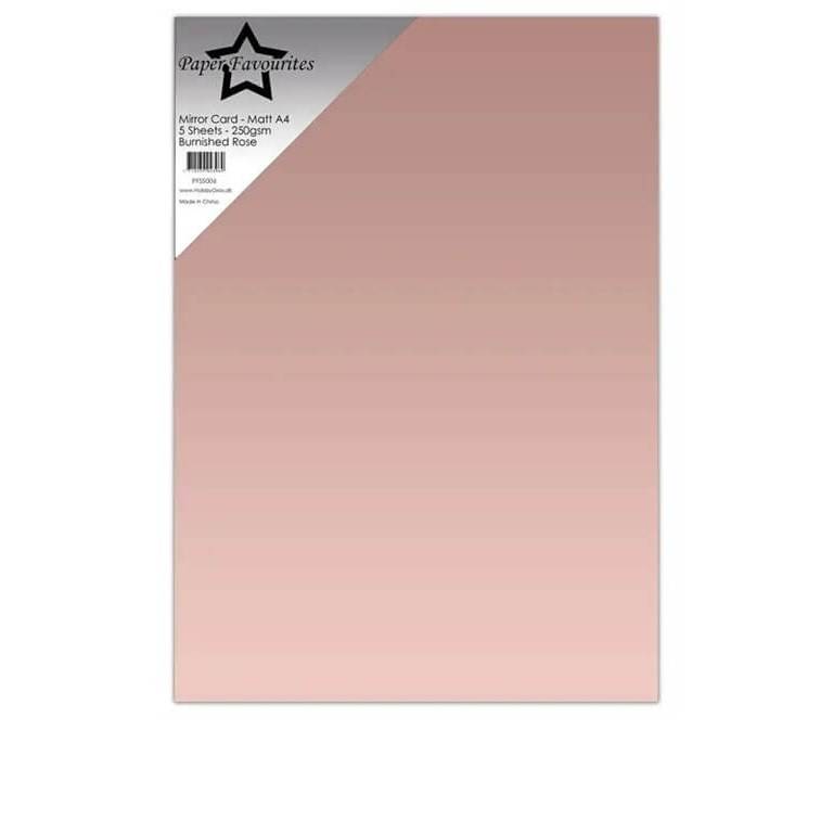 A4 Metallic Mirror Card - Burnished Rose - Satin - 5st