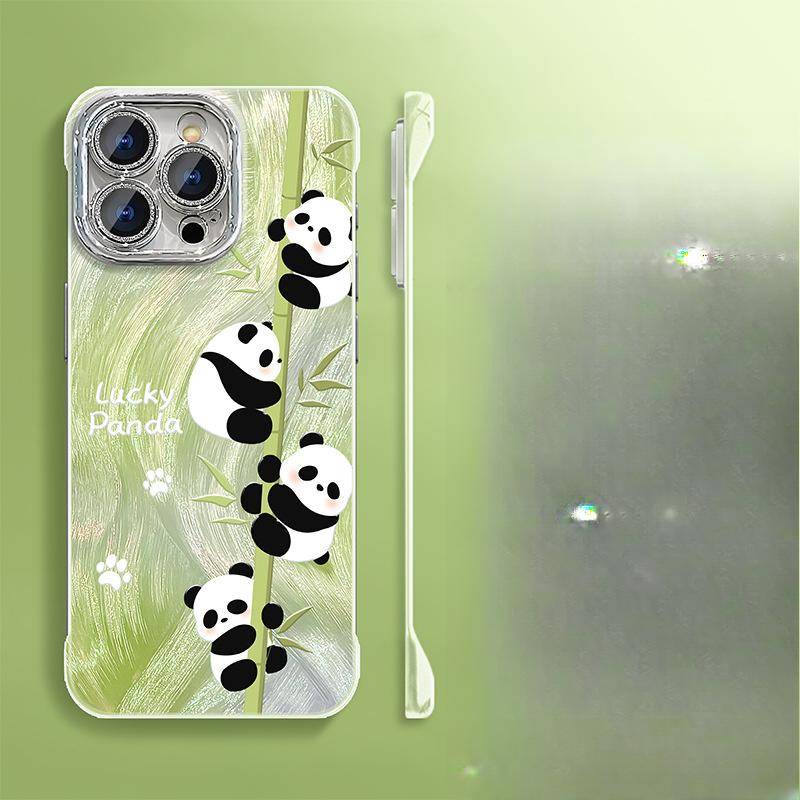 Bamboo Panda Suitable for Apple 13promax Mobile Phone Case Xiaomi 14pro Feather Yarn Without Border 16 Cute National Style Redmi K40/K40 Pro