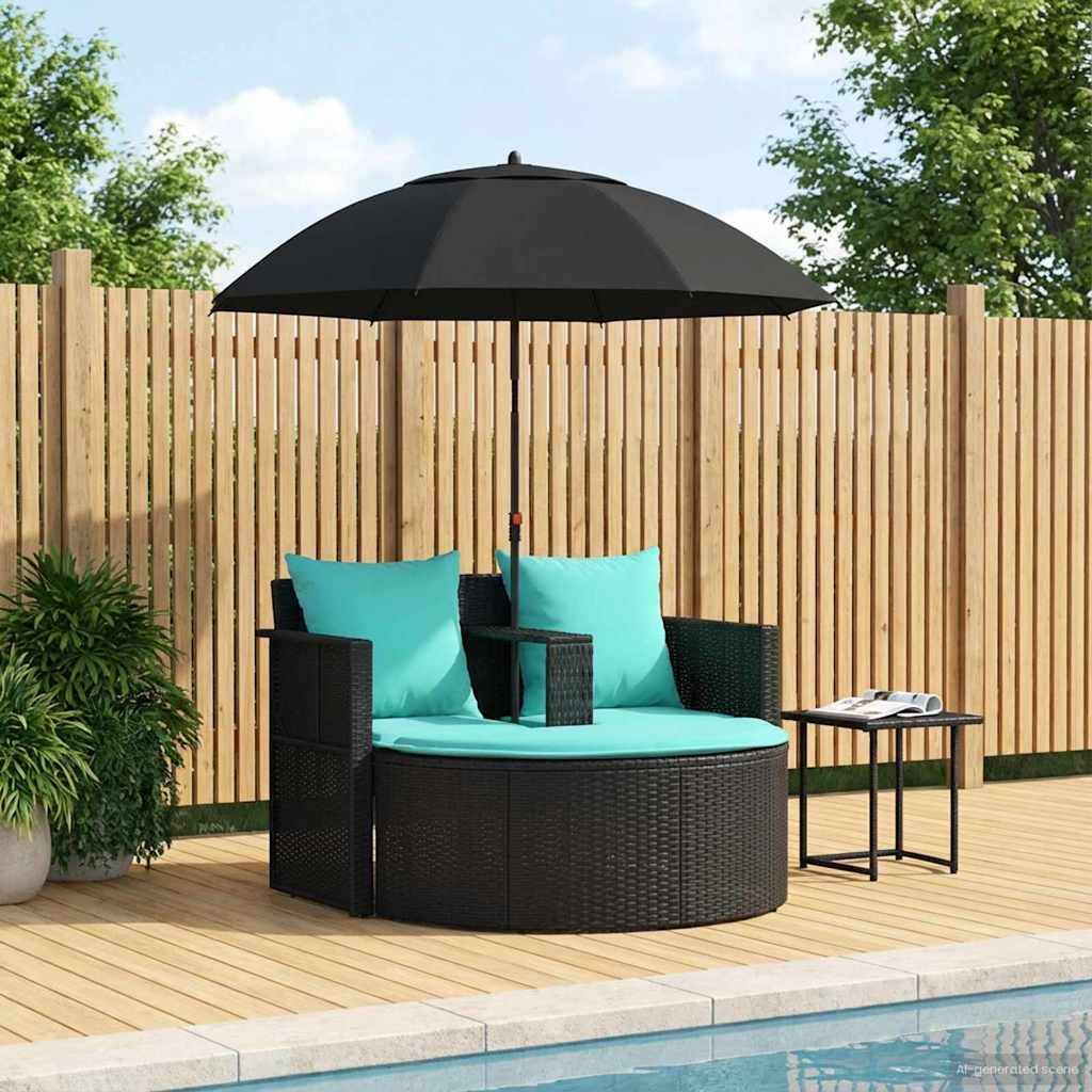 Havemøbelsofa 8 stk. polyrattan Sort og turkis