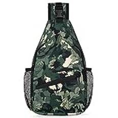 RIRIX Kamouflagemönster katt sling ryggsäck kamouflage crossbody väska mångsidig crossbody väska resa vandring bröstväska vardaglig dag väska, Som visat, 7.9*3.5*14.2 inches