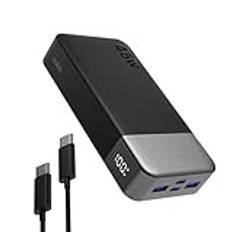 NOBIS 20000mAh Power Bank, 45W Portabel Laddare Snabbladdning, PD3.0 Batteripack QC4.0, Batteribank med Digital Display för iPhone Samsung Android Laptop etc (Svart)